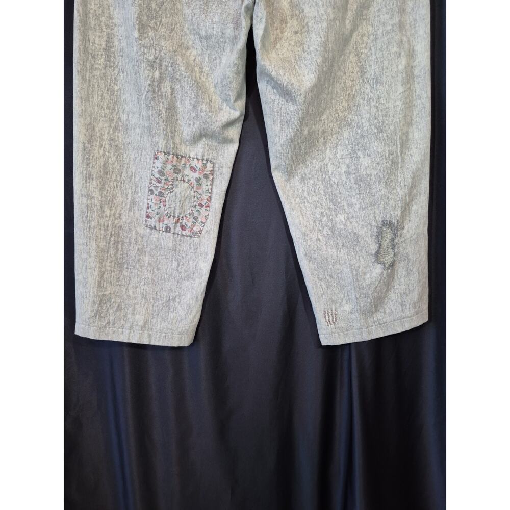 Paper Lace Light Gray Pink Floral Patchwork Cotton Pants Jeans Medium - Picture 9 of 10